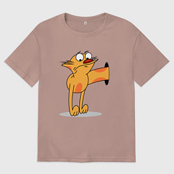 Футболка оверсайз мужская Котопес, цвет: пыльно-розовый