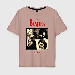 Футболка оверсайз мужская The Beatles LET IT BE, цвет: пыльно-розовый