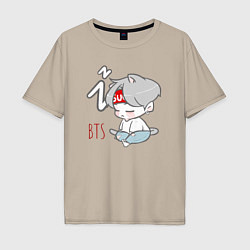 Футболка оверсайз мужская BTS sleep, цвет: миндальный