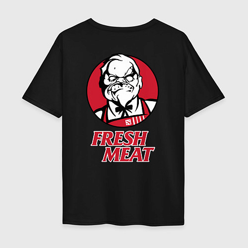 Мужская футболка оверсайз Pudge Dota Fresh Meat Пудж / Черный – фото 2