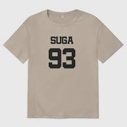 Футболка оверсайз мужская BTS - Suga 93, цвет: миндальный