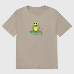 Мужская футболка оверсайз Лягушка на кувшинке