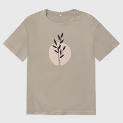 Футболка оверсайз мужская Flowers, цвет: миндальный