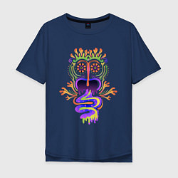 Футболка оверсайз мужская Психоделика Существо Ацтек, цвет: тёмно-синий