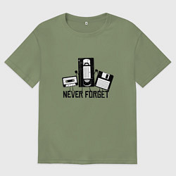 Футболка оверсайз мужская Never Forget Эпоха VHS, цвет: авокадо