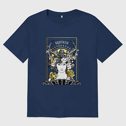 Футболка оверсайз мужская Nightwish Ведьма с розами, цвет: тёмно-синий