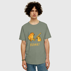 Футболка оверсайз мужская Doge Bonk go to horny jail, цвет: авокадо — фото 2