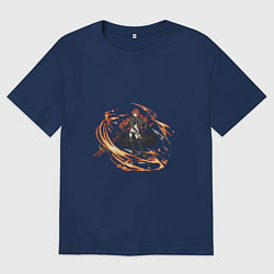 Футболка оверсайз мужская Дилюк, цвет: тёмно-синий