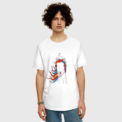 Футболка оверсайз мужская Единорог рог-неприличный жест, цвет: белый — фото 2