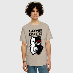Футболка оверсайз мужская MONOKUMA GAME OVER, цвет: миндальный — фото 2