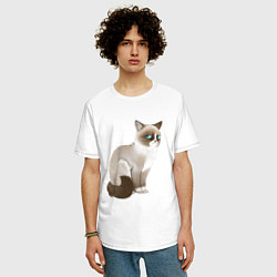Футболка оверсайз мужская Grumpy Cat, цвет: белый — фото 2