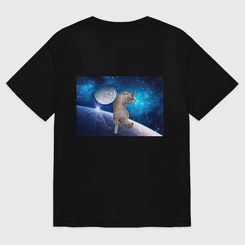 Мужская футболка оверсайз Кисулькин в космосе / Черный – фото 2