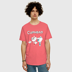 Футболка оверсайз мужская Cuphead, цвет: коралловый — фото 2