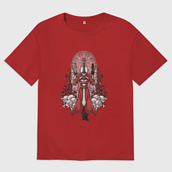 Футболка оверсайз мужская Данте в розах, цвет: красный