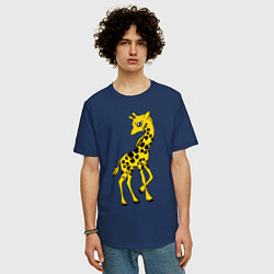 Футболка оверсайз мужская Маленький жираф, цвет: тёмно-синий — фото 2