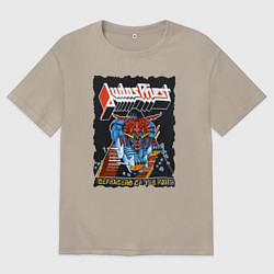 Футболка оверсайз мужская Judas Priest FIGHT, цвет: миндальный