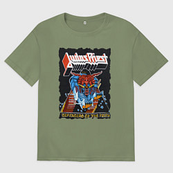 Футболка оверсайз мужская Judas Priest FIGHT, цвет: авокадо