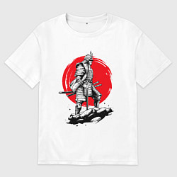 Футболка оверсайз мужская Воин-самурай, цвет: белый