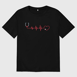 Футболка оверсайз мужская Медсестра Стетоскоп Z, цвет: черный