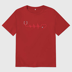 Футболка оверсайз мужская Медсестра Стетоскоп Z, цвет: красный