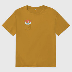 Футболка оверсайз мужская Zoidberg карман, цвет: горчичный