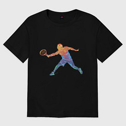 Футболка оверсайз мужская Tennis player - man, цвет: черный