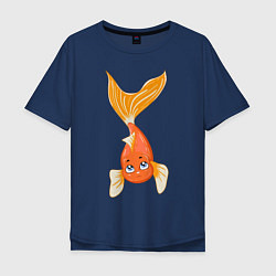 Футболка оверсайз мужская Золотая рыбка, цвет: тёмно-синий