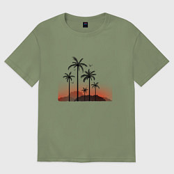 Футболка оверсайз мужская Palm tree, цвет: авокадо