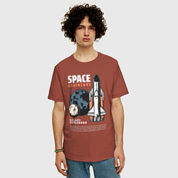 Футболка оверсайз мужская Space Adventure, цвет: кирпичный — фото 2