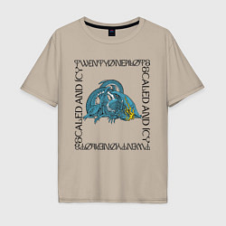 Футболка оверсайз мужская Twenty One Pilots Dragon, цвет: миндальный