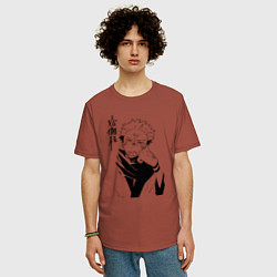 Футболка оверсайз мужская Jujutsu Kaisen - Sukuna, цвет: кирпичный — фото 2