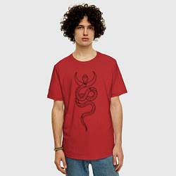Футболка оверсайз мужская Лунная змея, цвет: красный — фото 2