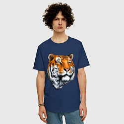 Футболка оверсайз мужская Тигр, цвет: тёмно-синий — фото 2