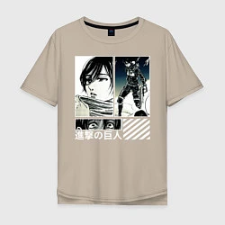 Мужская футболка оверсайз Attack On Titan Mikasa
