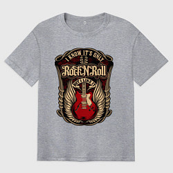 Футболка оверсайз мужская Гитара и крылья РОК, цвет: меланж