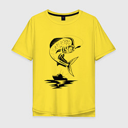 Футболка оверсайз мужская Рыбалка, цвет: желтый