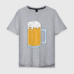 Мужская футболка оверсайз Beer Cat