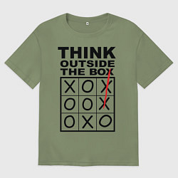 Футболка оверсайз мужская THINK OUTSIDE THE BOX, цвет: авокадо