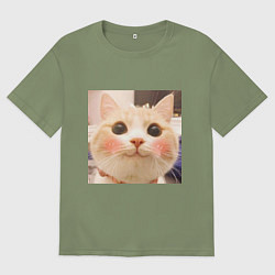 Футболка оверсайз мужская Мем про котов, цвет: авокадо