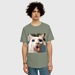 Футболка оверсайз мужская Мем про кота, цвет: авокадо — фото 2