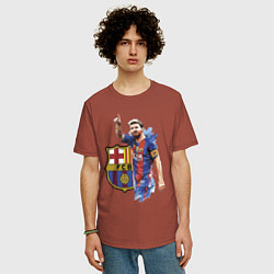 Футболка оверсайз мужская Lionel Messi Barcelona Argentina!, цвет: кирпичный — фото 2