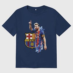Футболка оверсайз мужская Lionel Messi Barcelona Argentina!, цвет: тёмно-синий