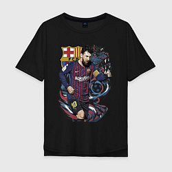 Футболка оверсайз мужская Messi Barcelona Argentina Striker, цвет: черный