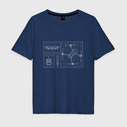 Футболка оверсайз мужская Патент Инженерная Схема Дрона, цвет: тёмно-синий