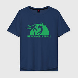 Футболка оверсайз мужская Пляжный волейбол, цвет: тёмно-синий