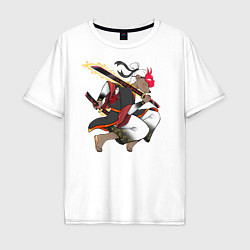 Мужская футболка оверсайз Honey badger samurai