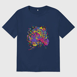 Футболка оверсайз мужская Мысли наружу, цвет: тёмно-синий