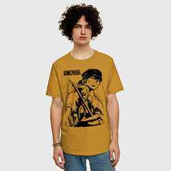 Футболка оверсайз мужская Ророноа Зоро One Piece, цвет: горчичный — фото 2