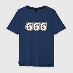 Футболка оверсайз мужская 666, цвет: тёмно-синий