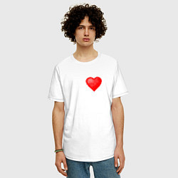 Футболка оверсайз мужская Пиксельное Сердце, цвет: белый — фото 2